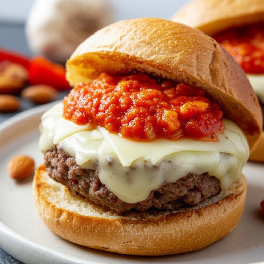 Spanish Burgers With Romesco And Manchego Cheese image