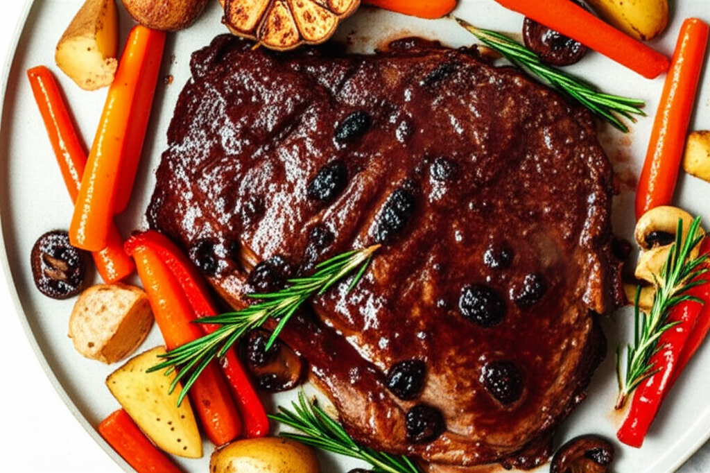 Bbq Tri Tip Roast With Blackberry Wine Marinade And Veggies image