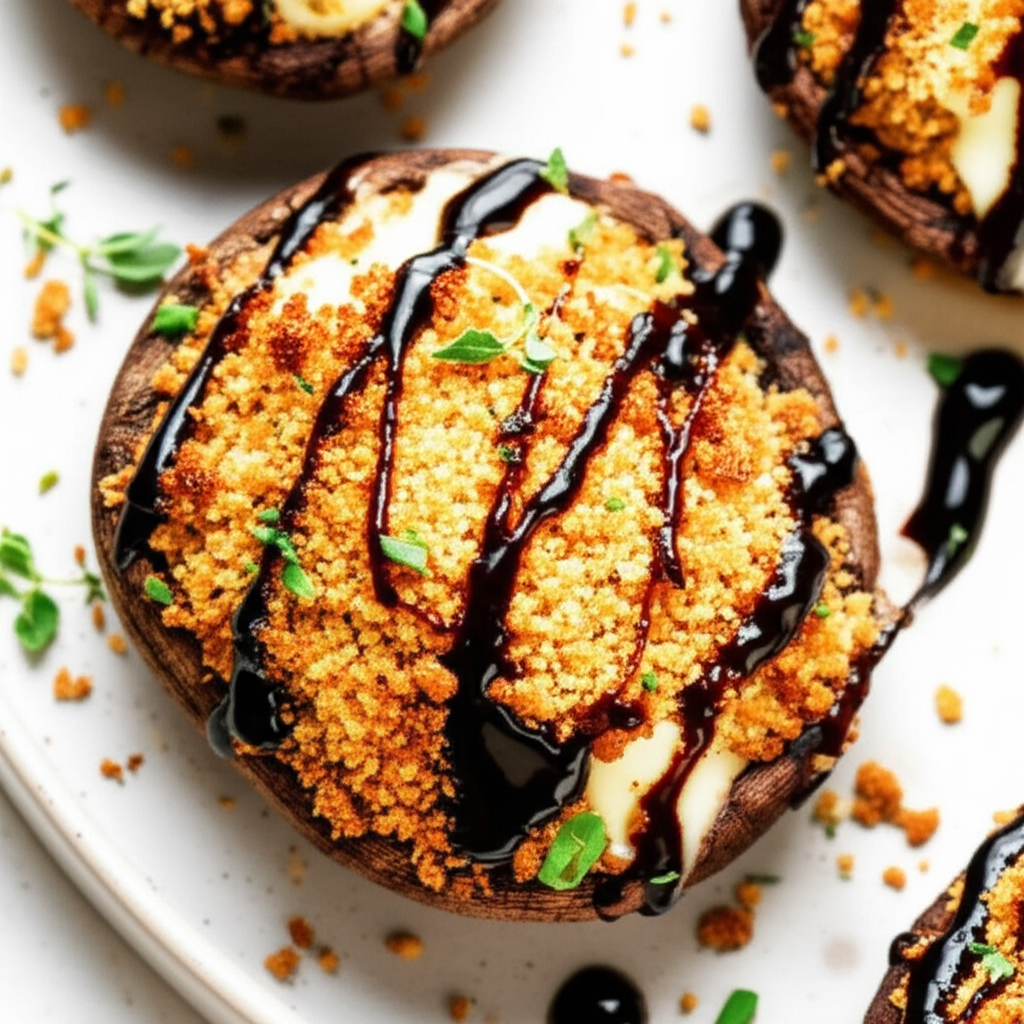 Bbq D Panko Mozzarella Stuffed Portabellas image