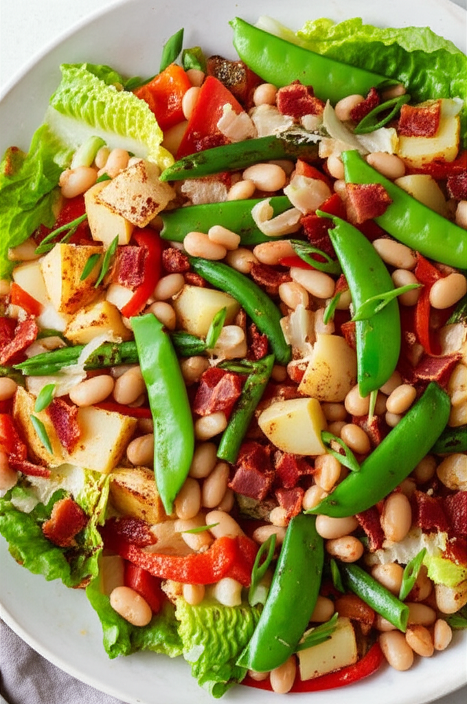 Bean And Bacon Salad With Roasted Pepper Dressing image