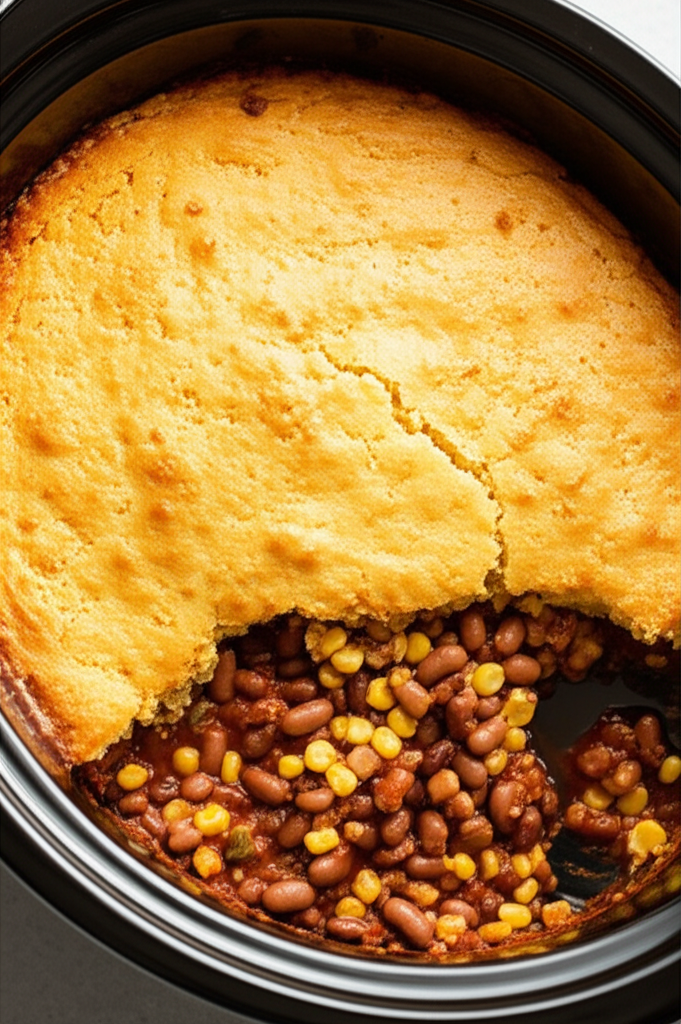 Bean And Cornbread Casserole Crock Pot image