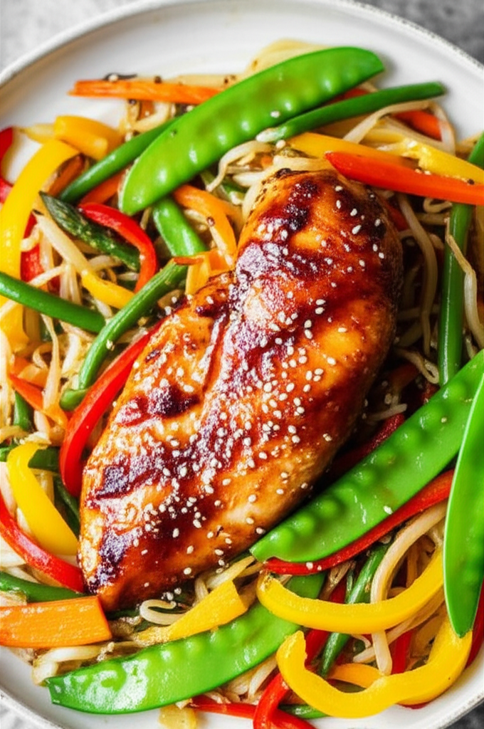 Spicy Chicken Breast Roast With Stir Fried Vegetables image
