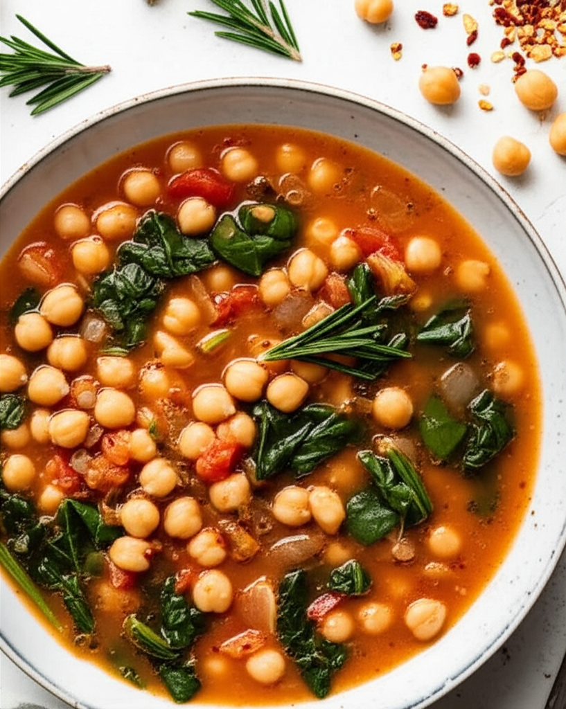 Spicy Chickpea And Spinach Soup image