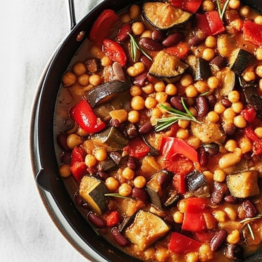 Bean Casserole With Eggplant And Red Pepper image