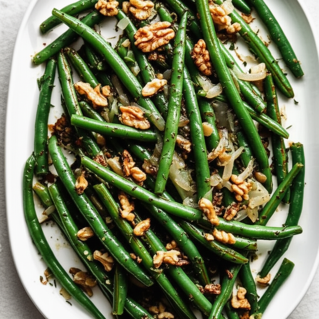 From The Field Green Beans Fresh Herbs And Walnuts image