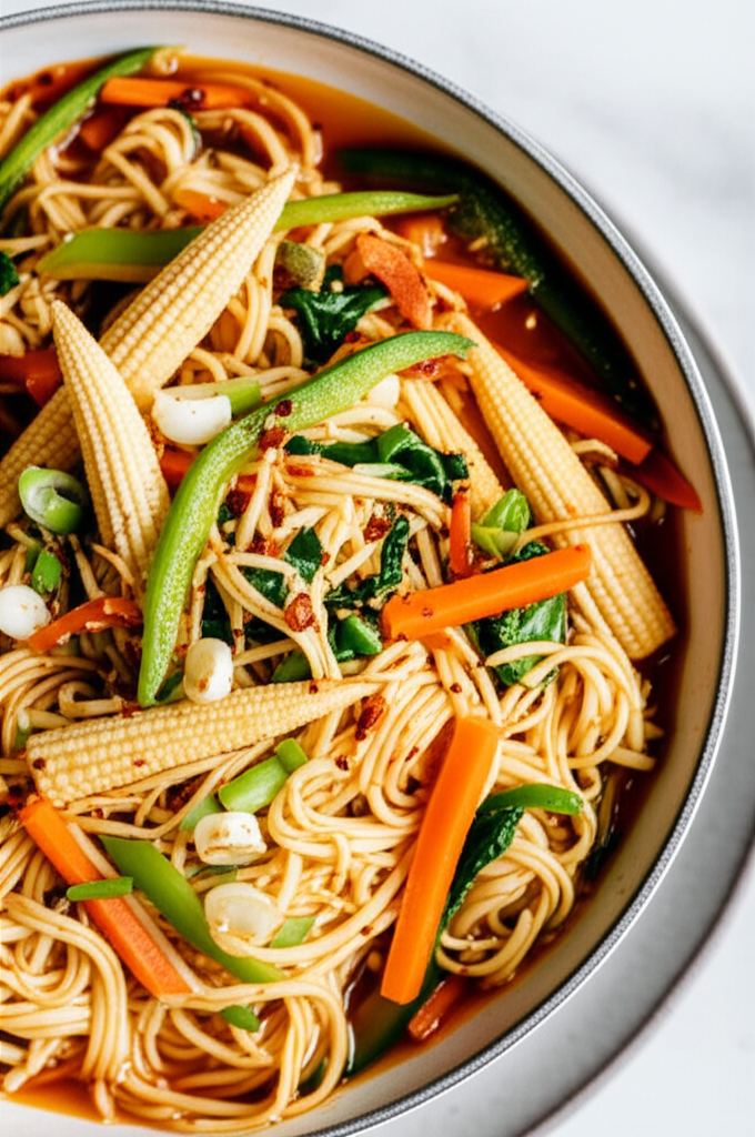 Spicy Vegetable Egg Noodles image