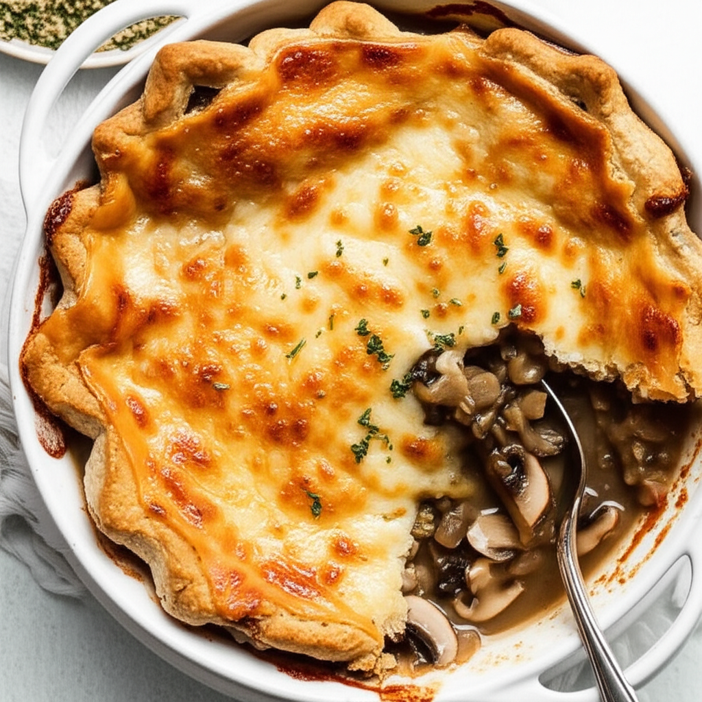 Beautiful Baked French Onion And Mushroom Soup image