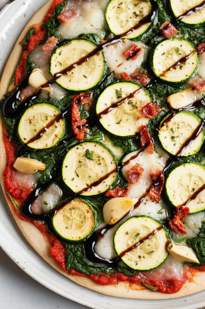 Spinach Zucchini Pizza image