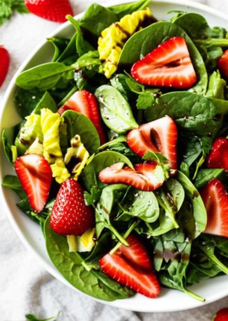 Spinach Romaine And Strawberries With Balsamic Vinaigrette image