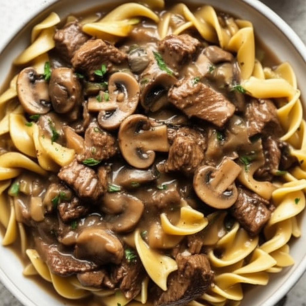 Beef Mushrooms With Noodles image