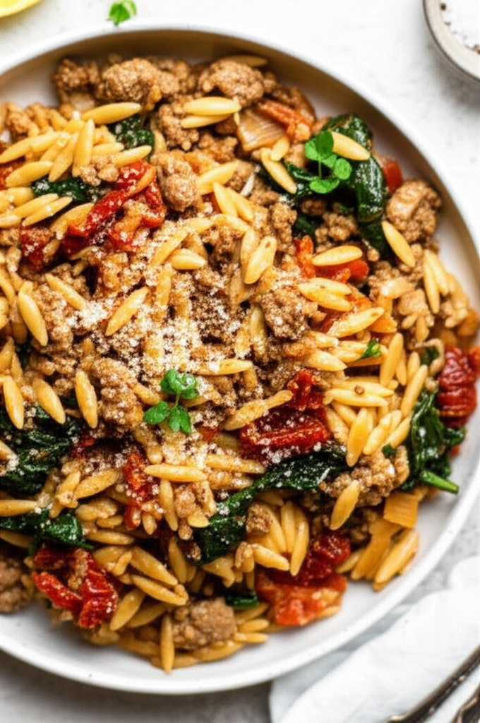 Beef Orzo Mediterranean Style image