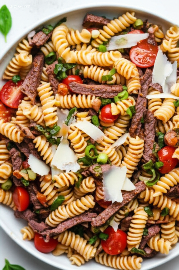 Beef Rotini Salad With Tomato Basil Dressing image