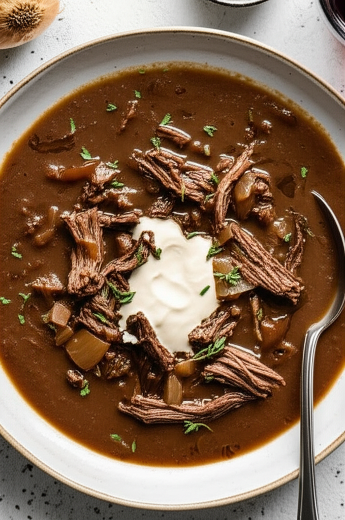 Beef And Balsamic Roasted Onion Soup image