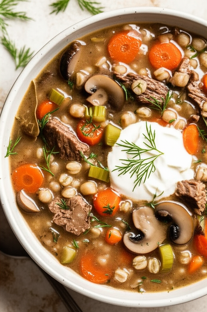 Beef And Barley Soup With Mushrooms For The Crock Pot image