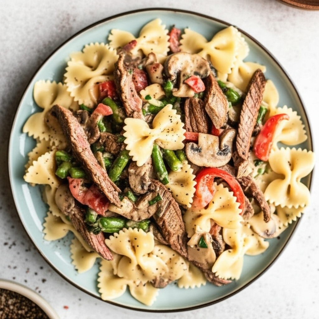 Beef And Bows Alfredo image
