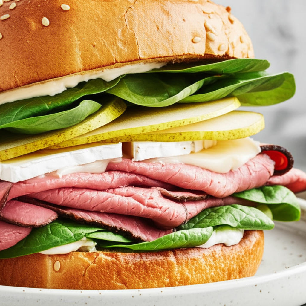 Beef And Brie Triple Layer Sandwich image