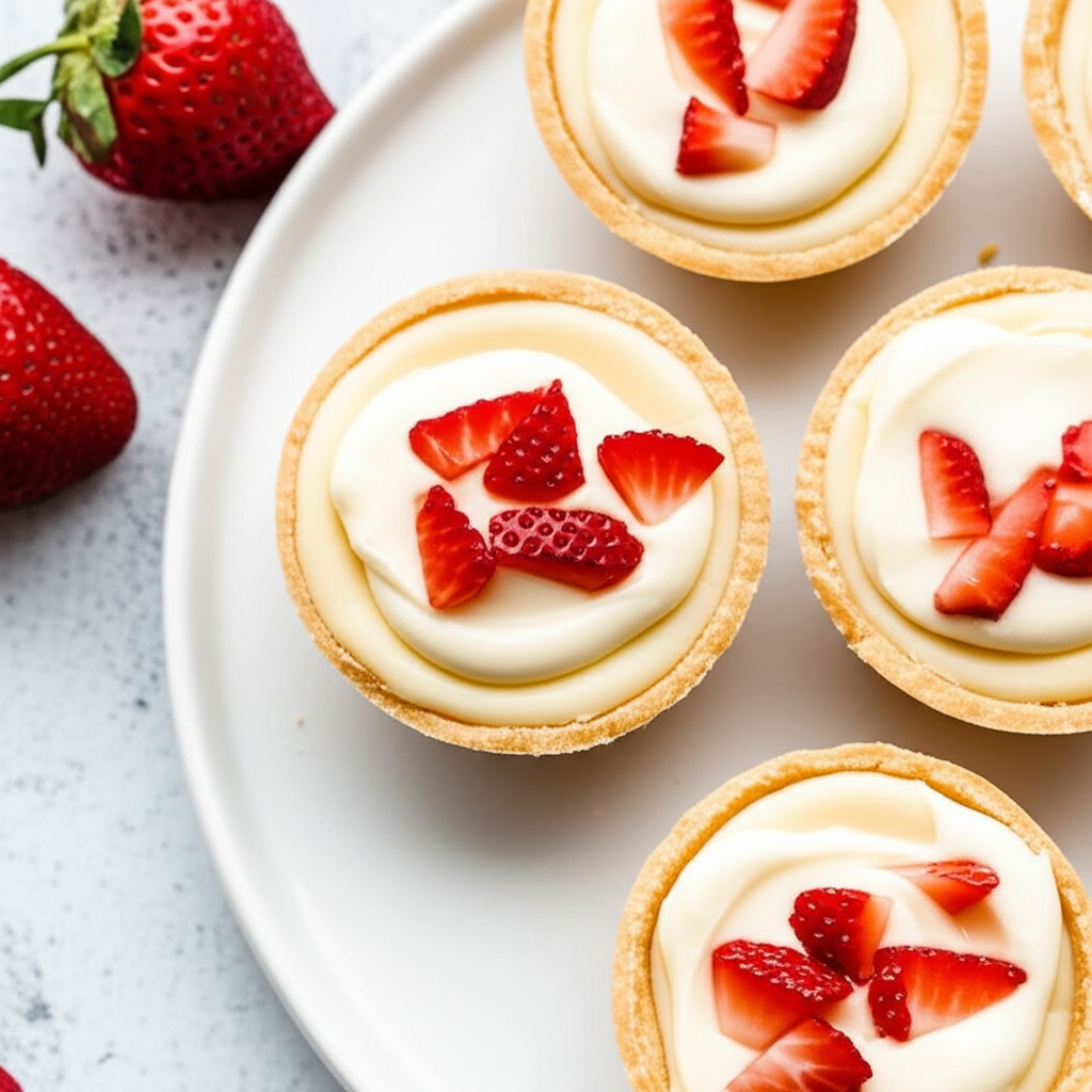 Strawberries And Cream Cheesecake Tarts image