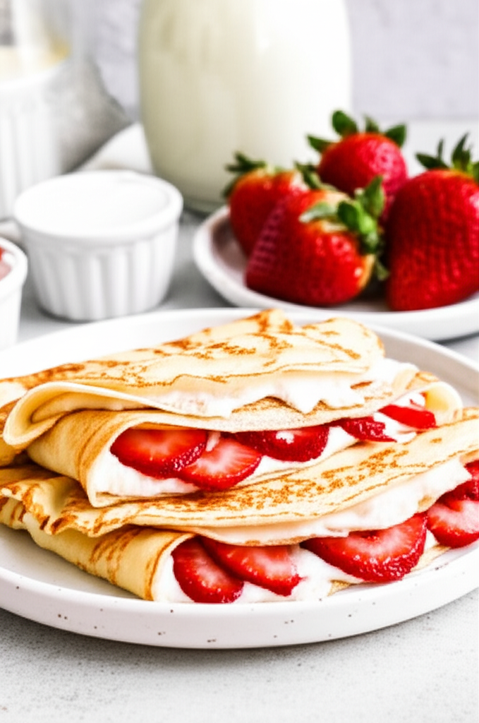 Strawberries And Cream Crepes image