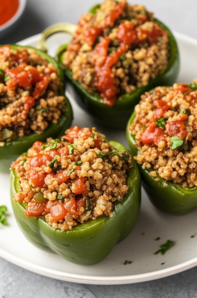 Beef And Quinoa Stuffed Bell Peppers image