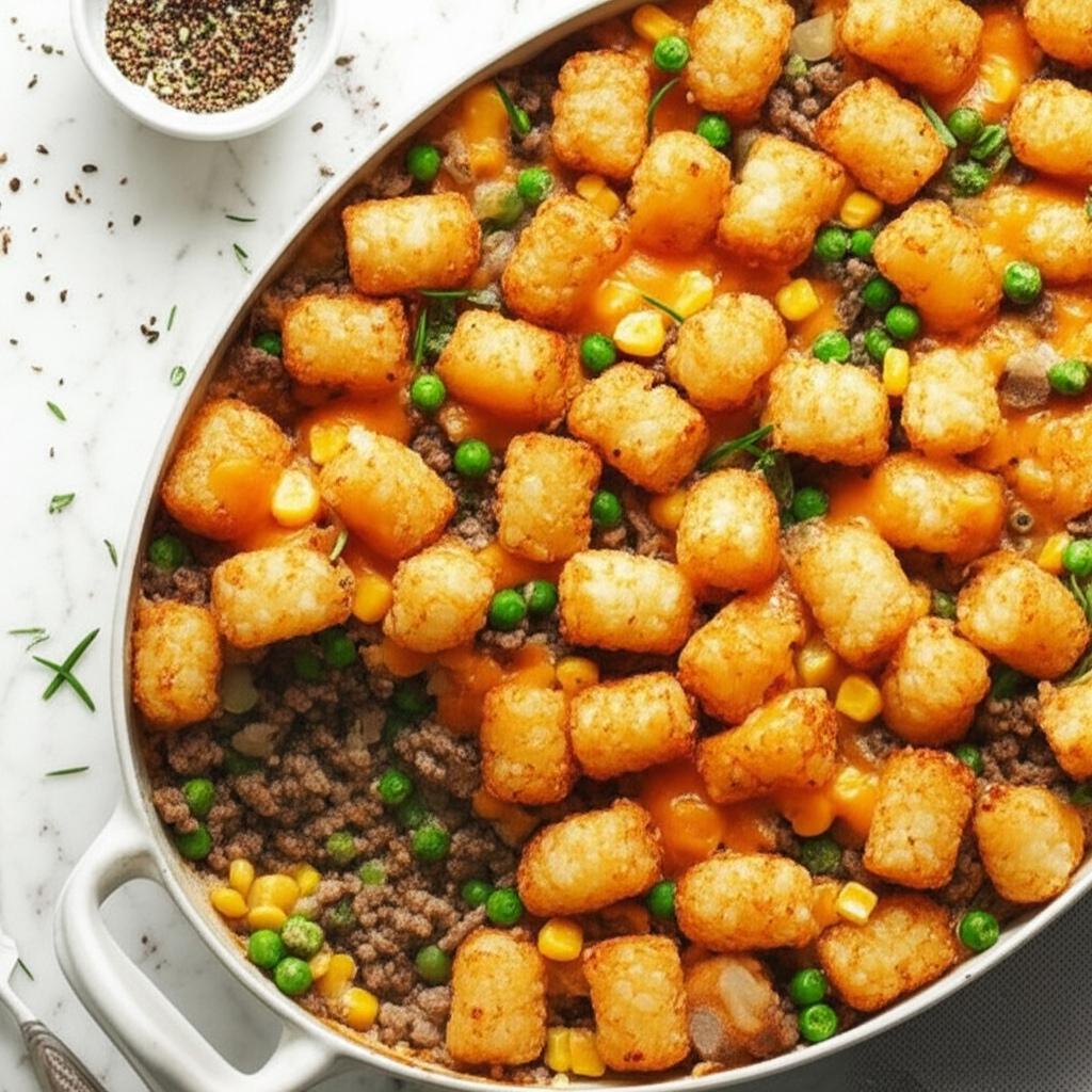 Beef And Vegetable Tater Tot Hotdish image