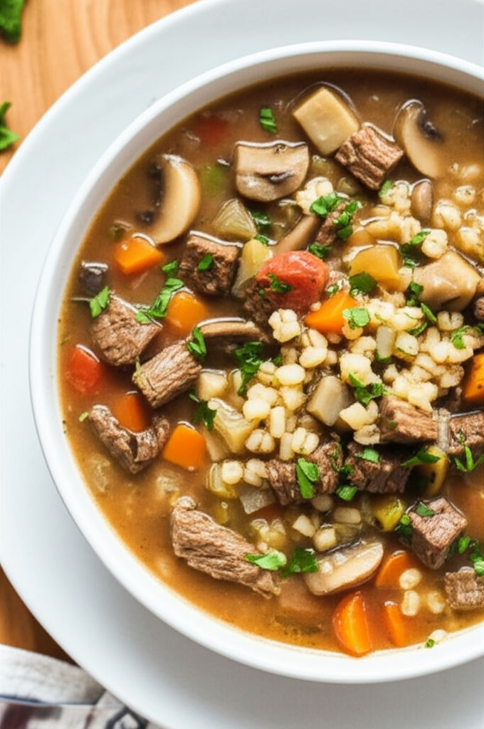 Beef Barley Mushroom Soup image