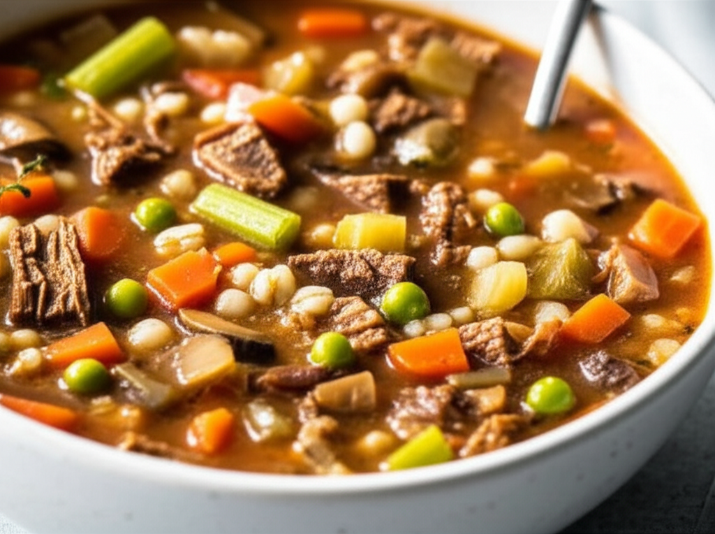 Beef Barley Soup In The Slow Cooker image