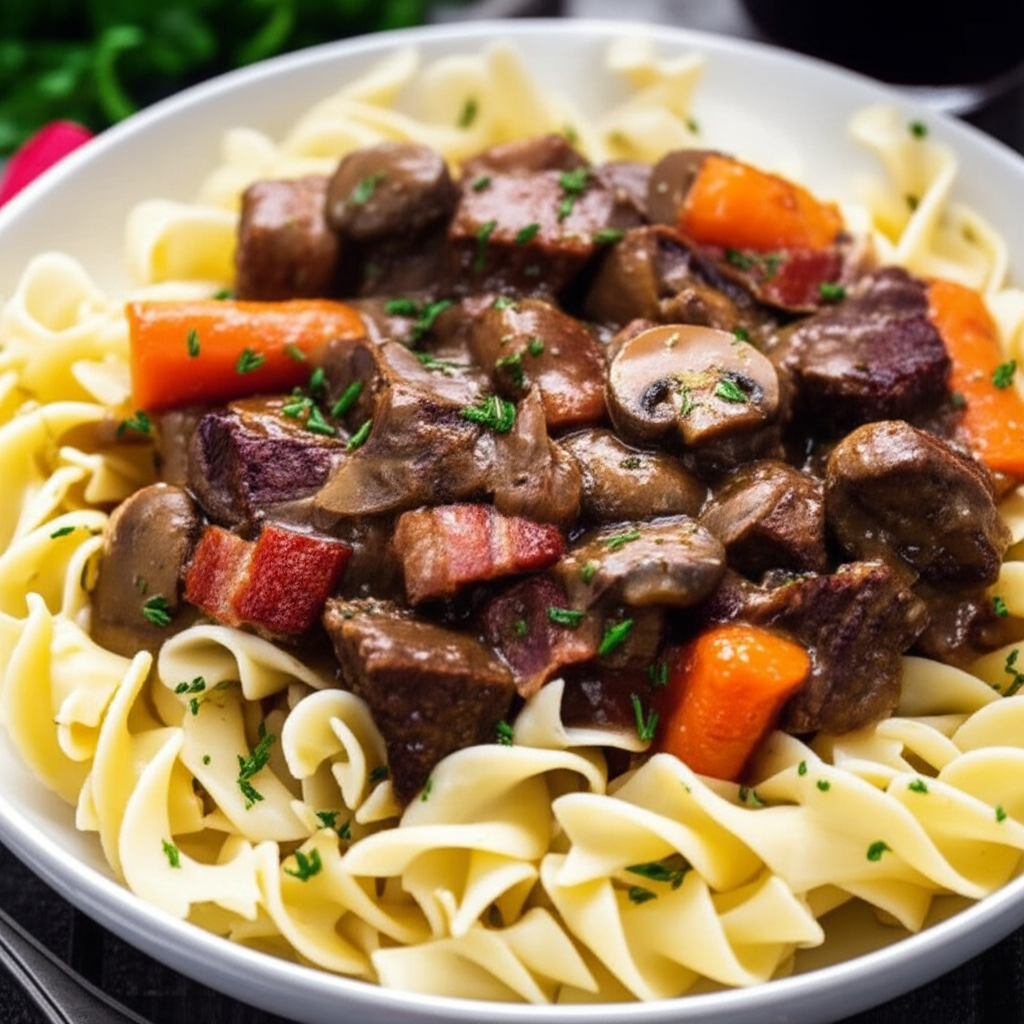 Beef Bourguignonne With Egg Noodles image