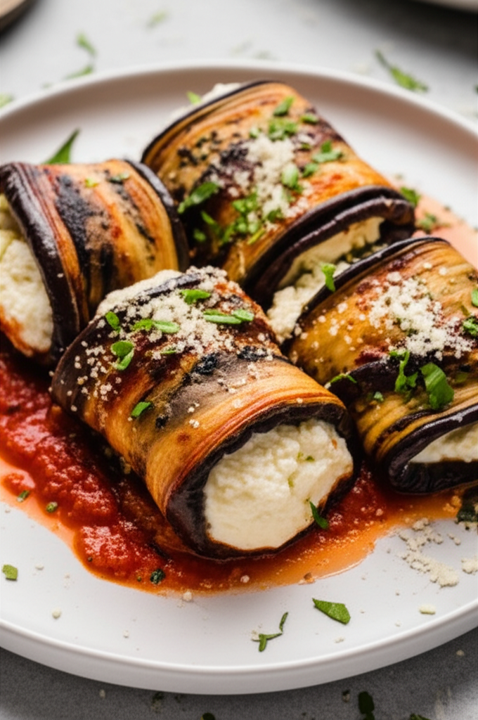Stuffed Eggplant Aubergine Rolls image