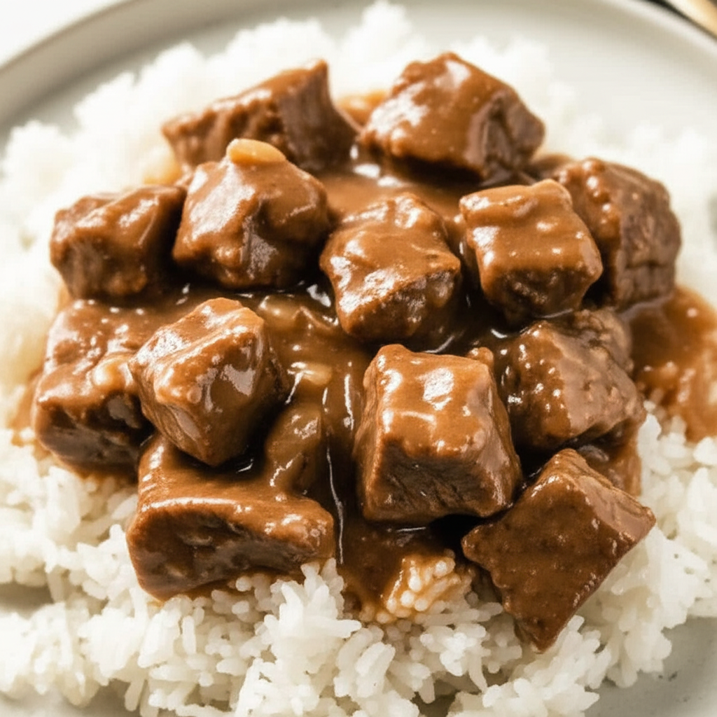 Beef Cubes Over Rice image
