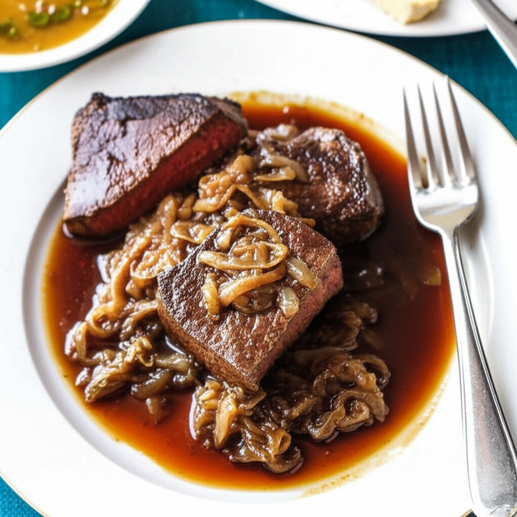 Beef Fillets With Cognac Onion Sauce image