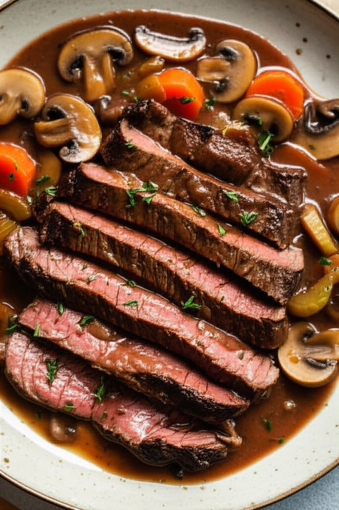 Beef In Red Wine Mushroom Sauce image
