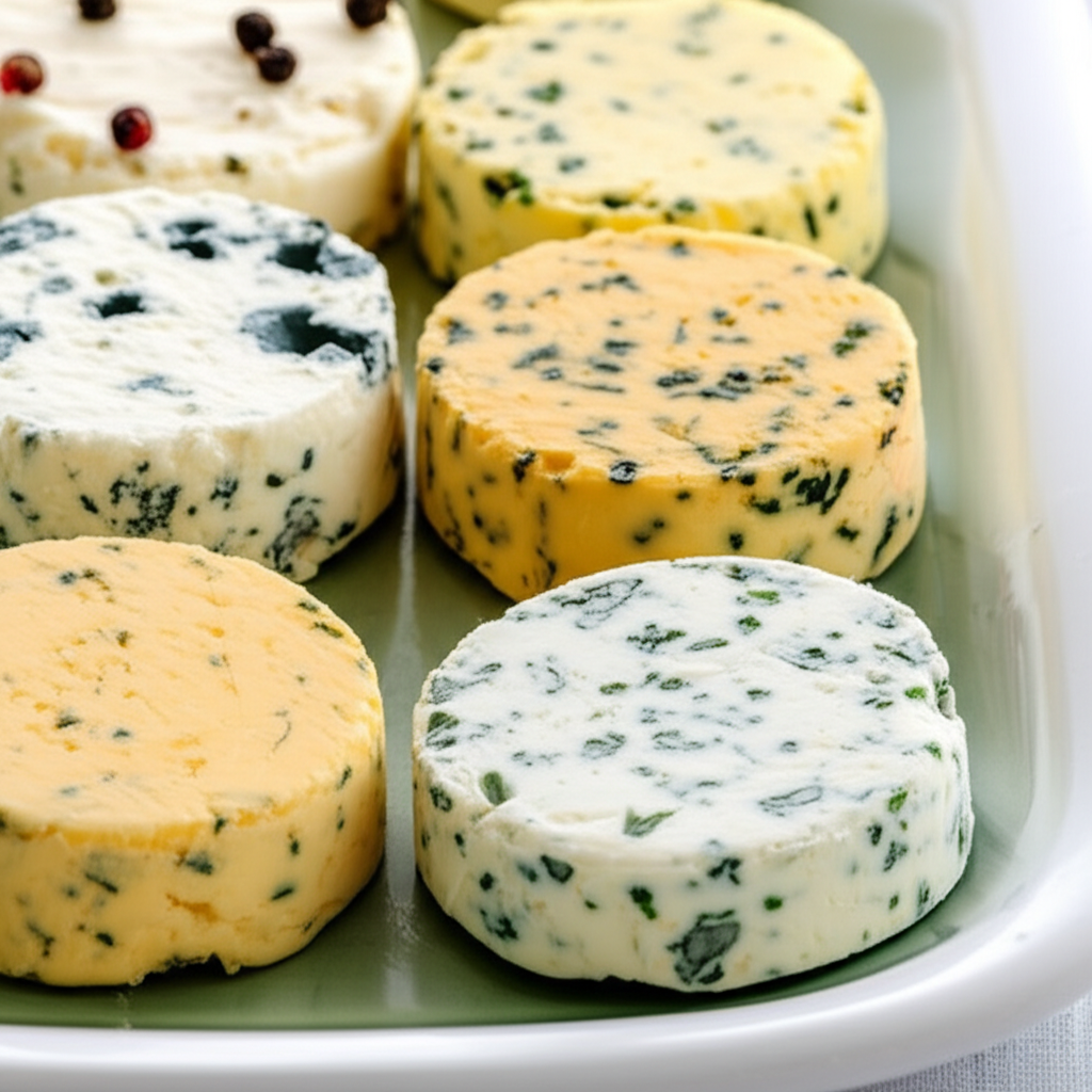 A Quartet Of English And French Cheese Flavoured Butters image