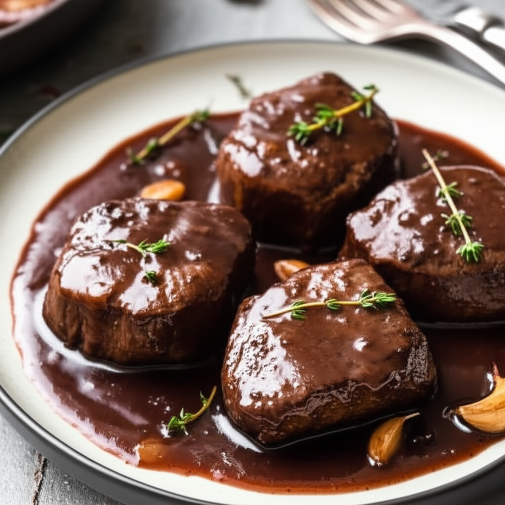 Beef Medallions In Red Wine Sauce image