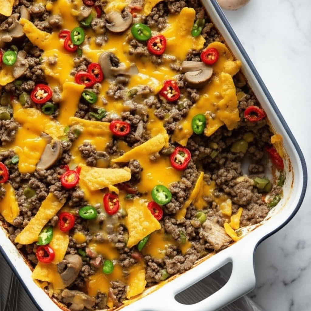 Beef Mushroom Chilies Casserole image