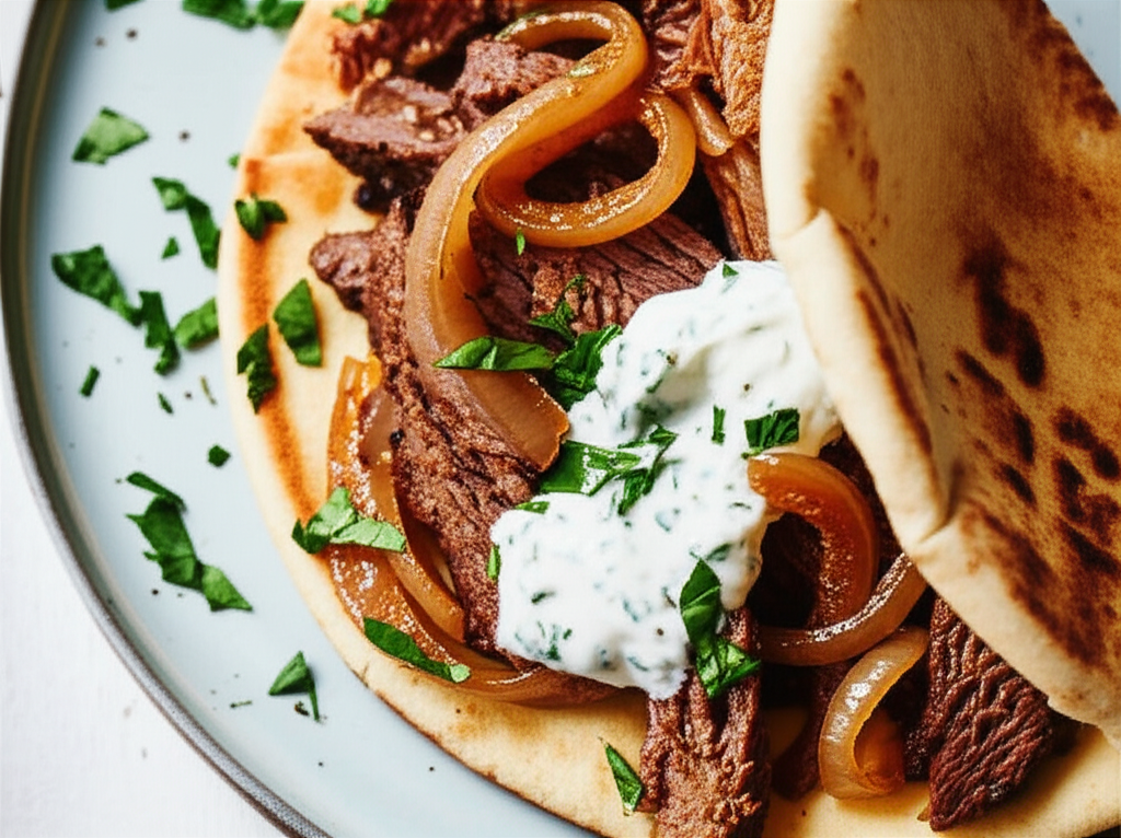 Beef Pitas With Yogurt Sauce image