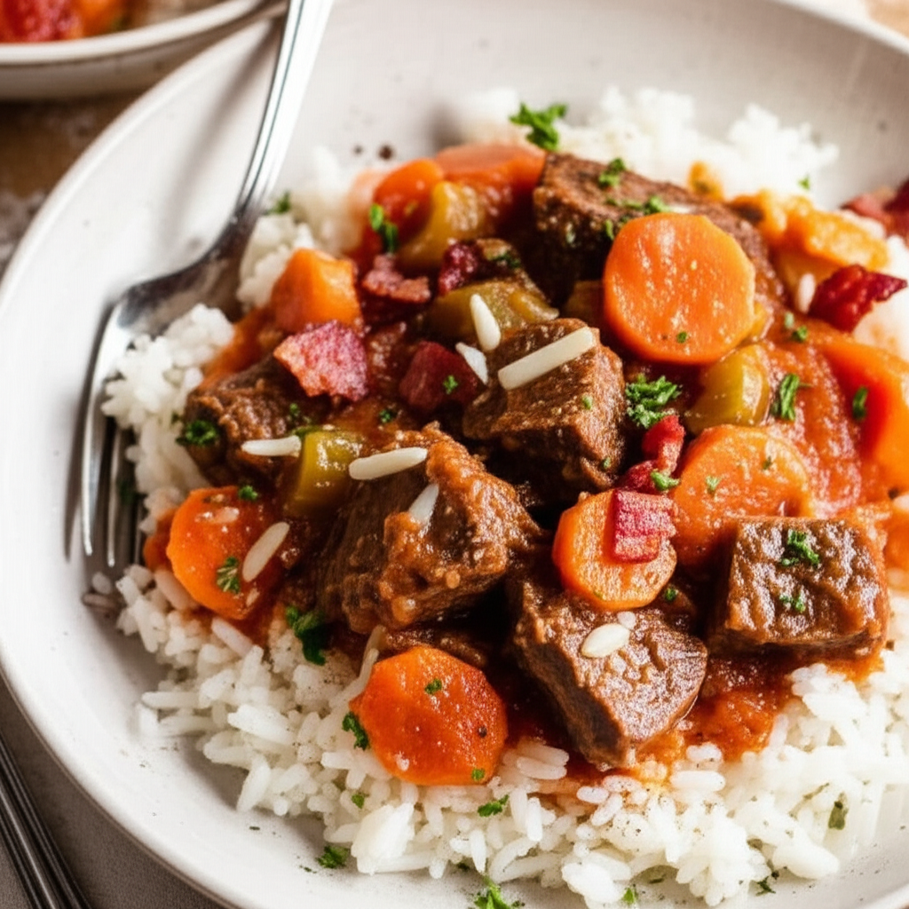 Beef Stew With Tomatoes And Rice image