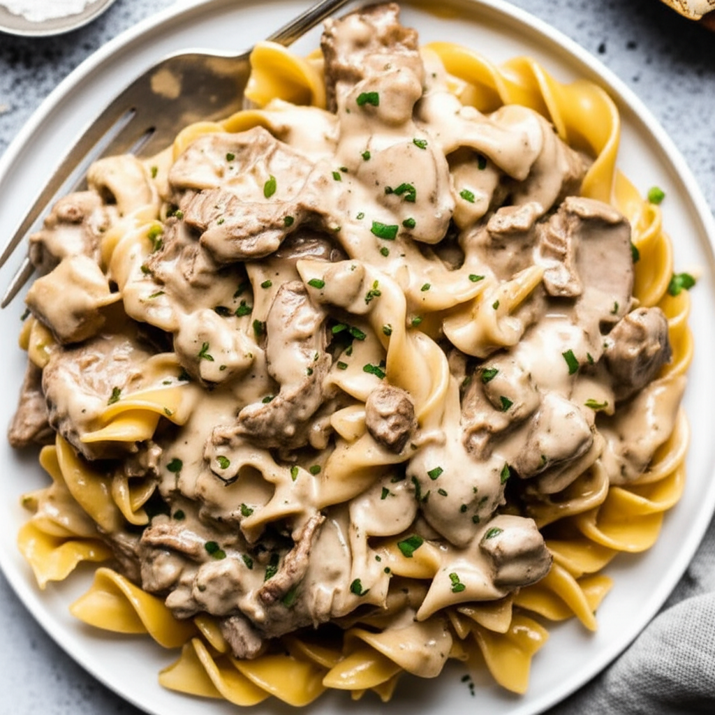 Beef Stroganoff Sauteed Steak In Sour Cream Sauce image