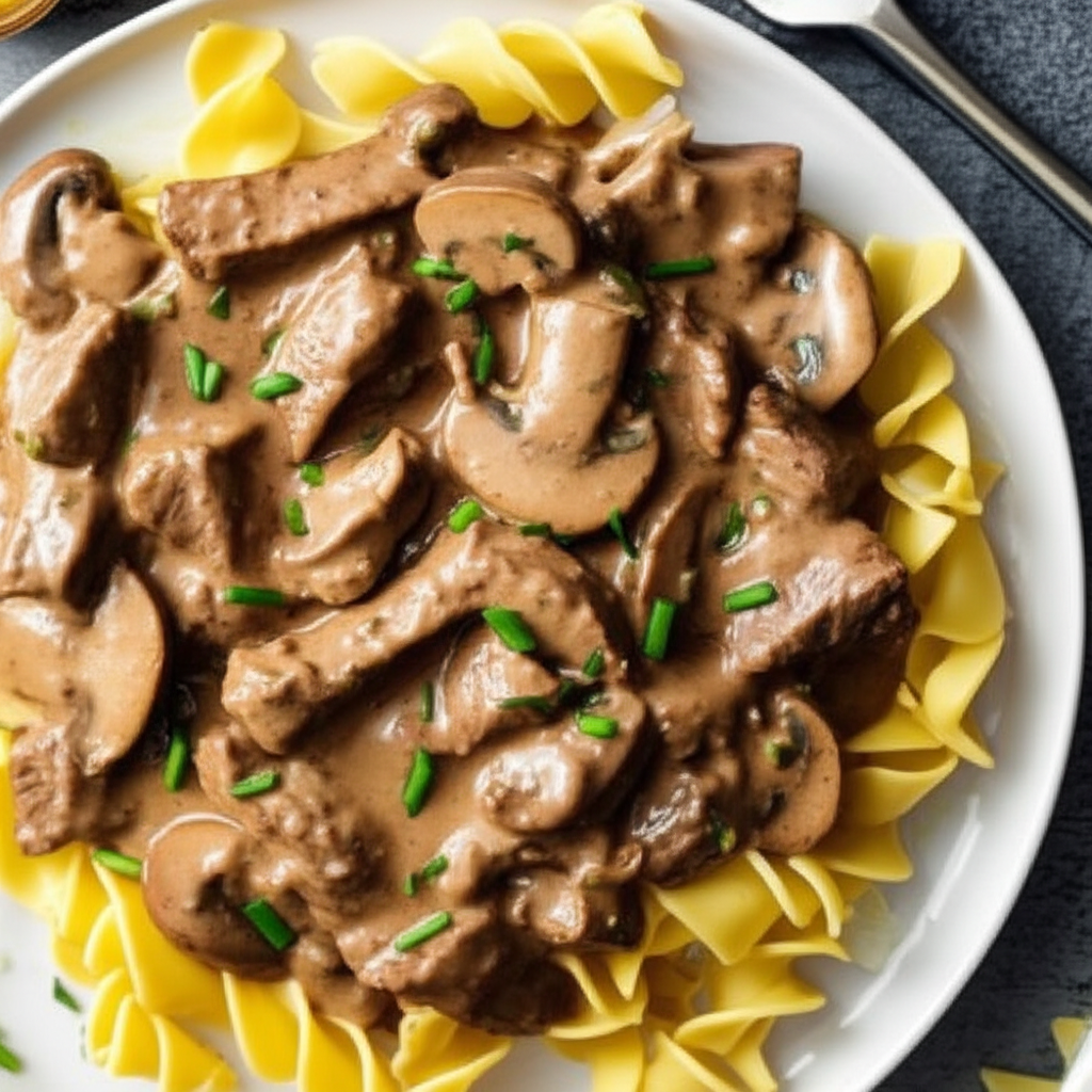 Beef Stroganoff W Egg Noodles By Chef Jean Pierre image