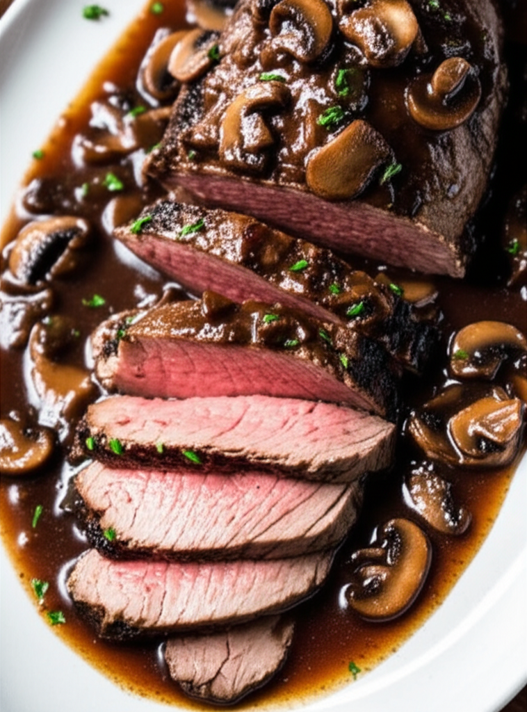 Beef Tenderloin In Mushroom Wine Sauce image
