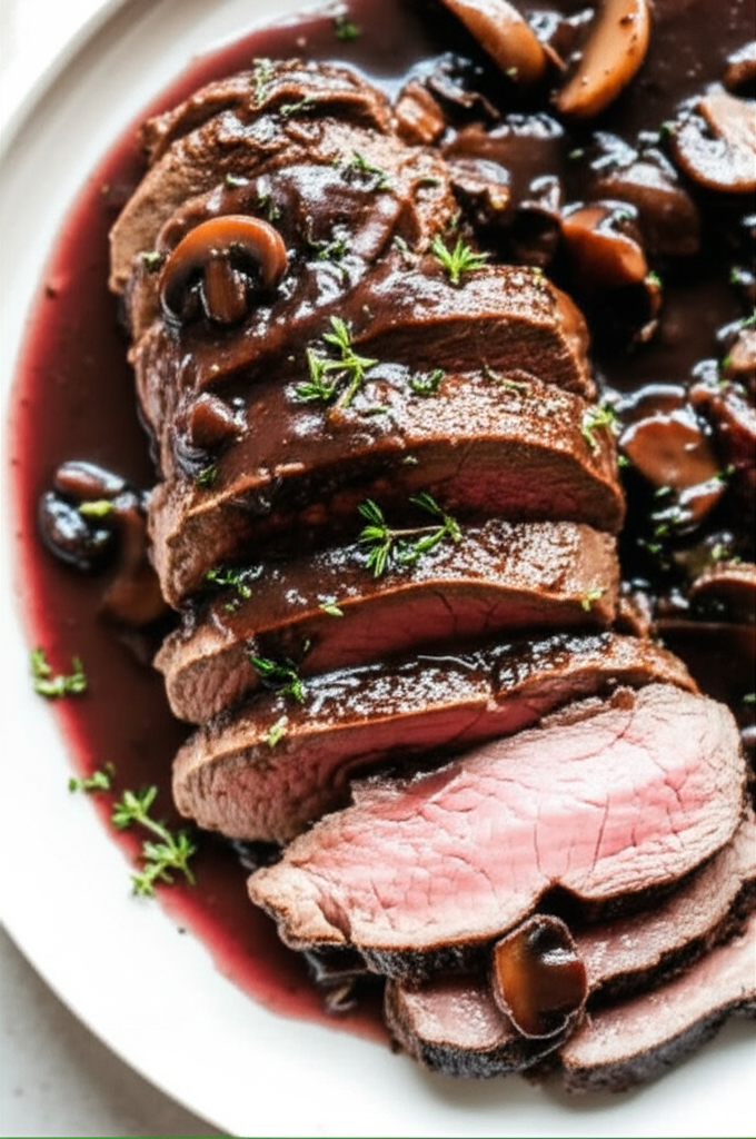 Beef Tenderloin In Wine Sauce image