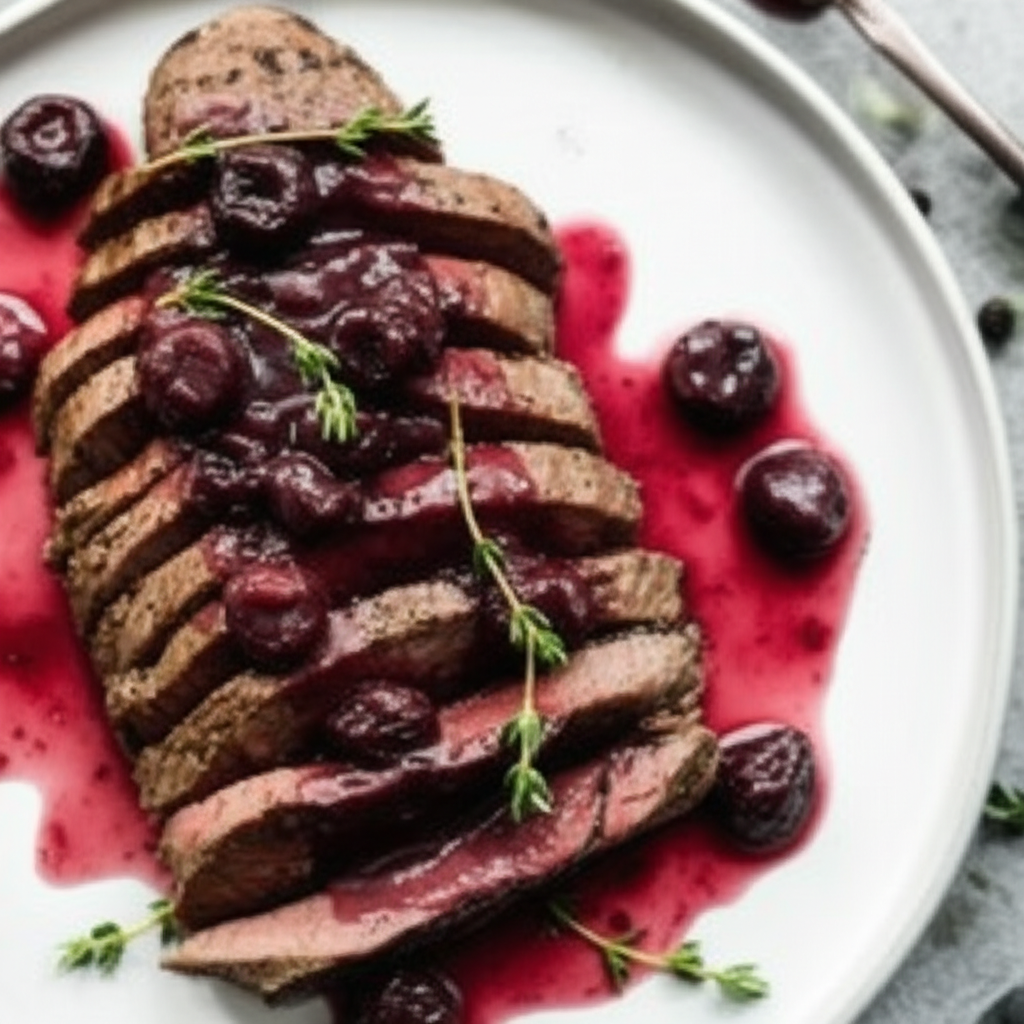 Beef Tenderloin Steak W Cherry Port Sauce image