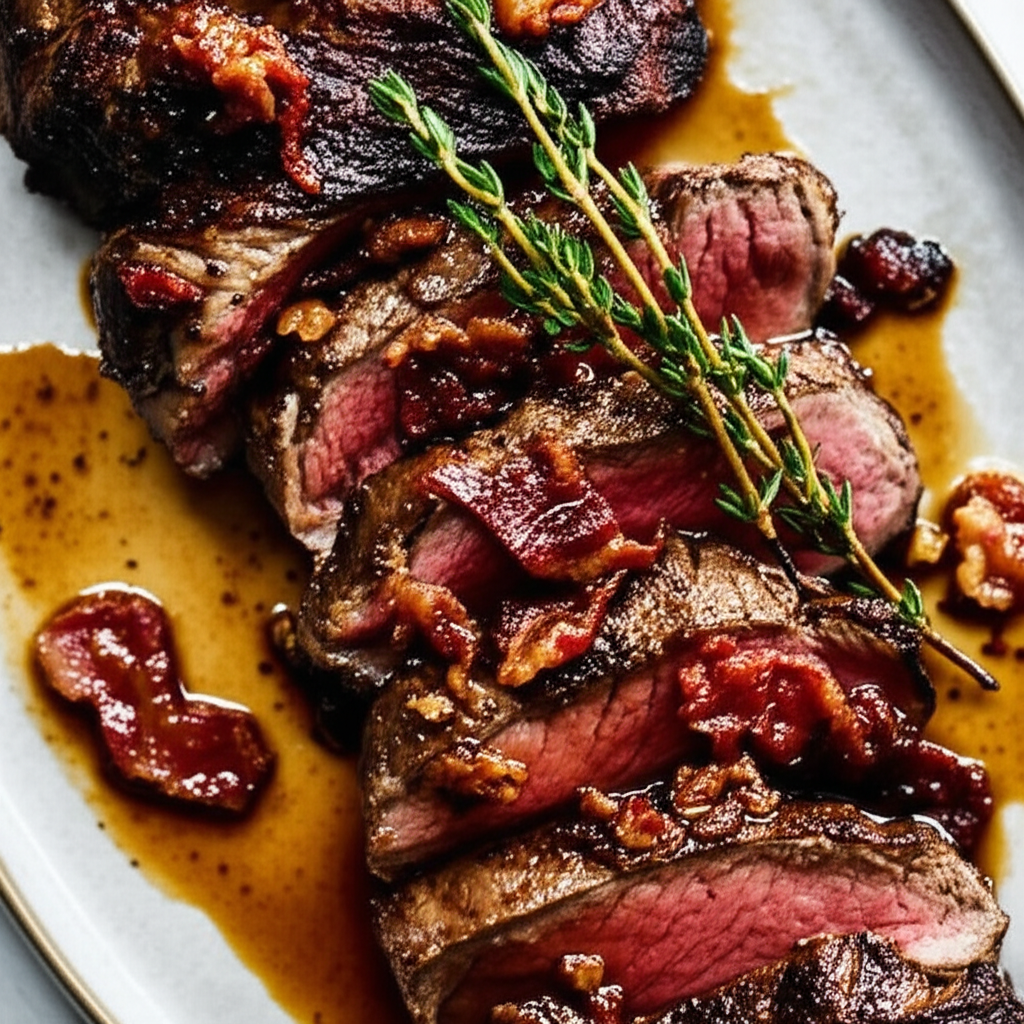 Beef Tenderloin Steaks With Smoky Bacon Bourbon Sauce image