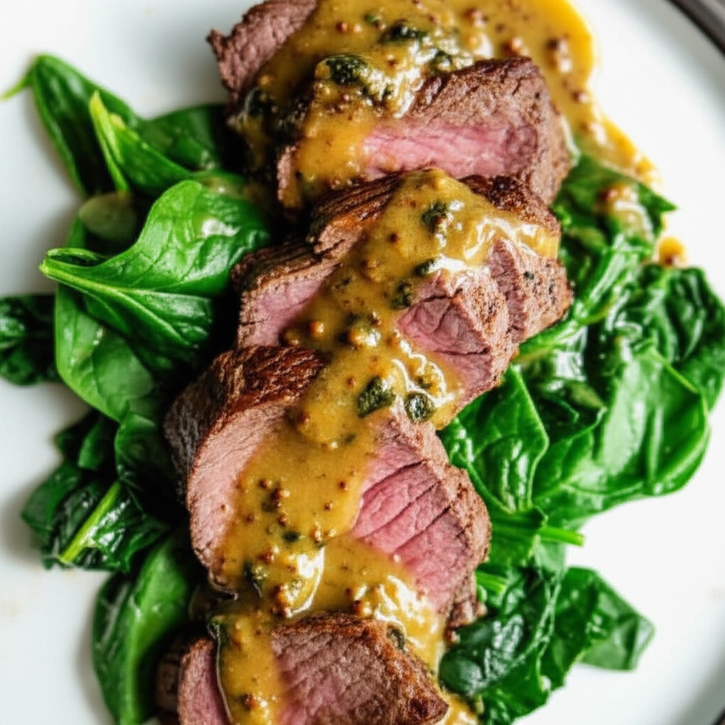 Beef Tenderloin With Whole Grain Mustard Tarragon Sauce image