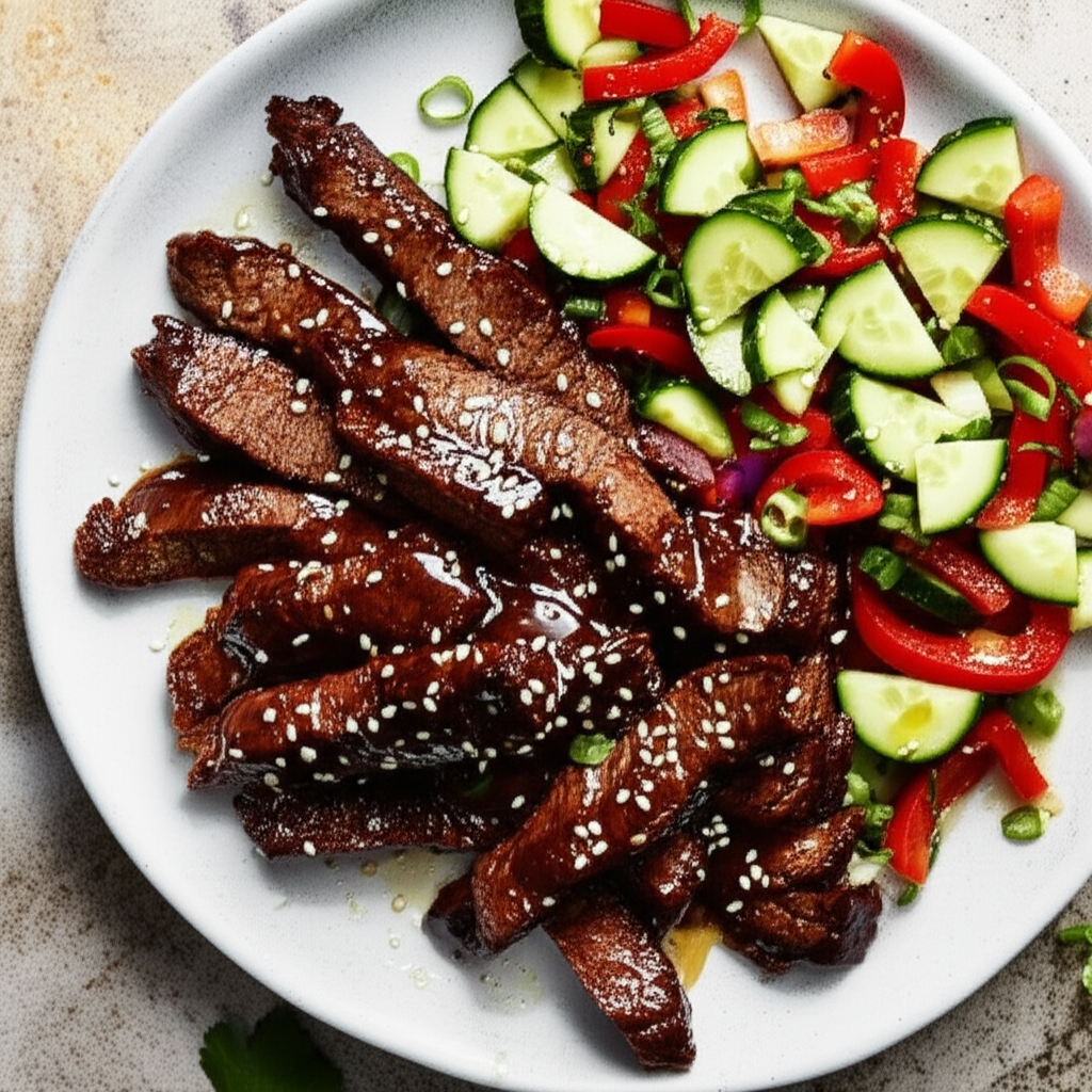 Beef Teriyaki With Cucumber Salsa image