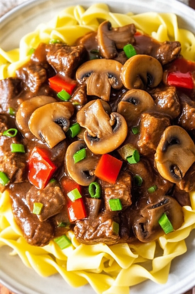 Beef Tips Over Noodles image