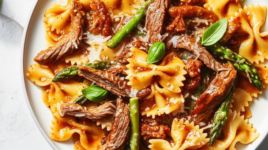 Beef With Bow Tie Pasta image
