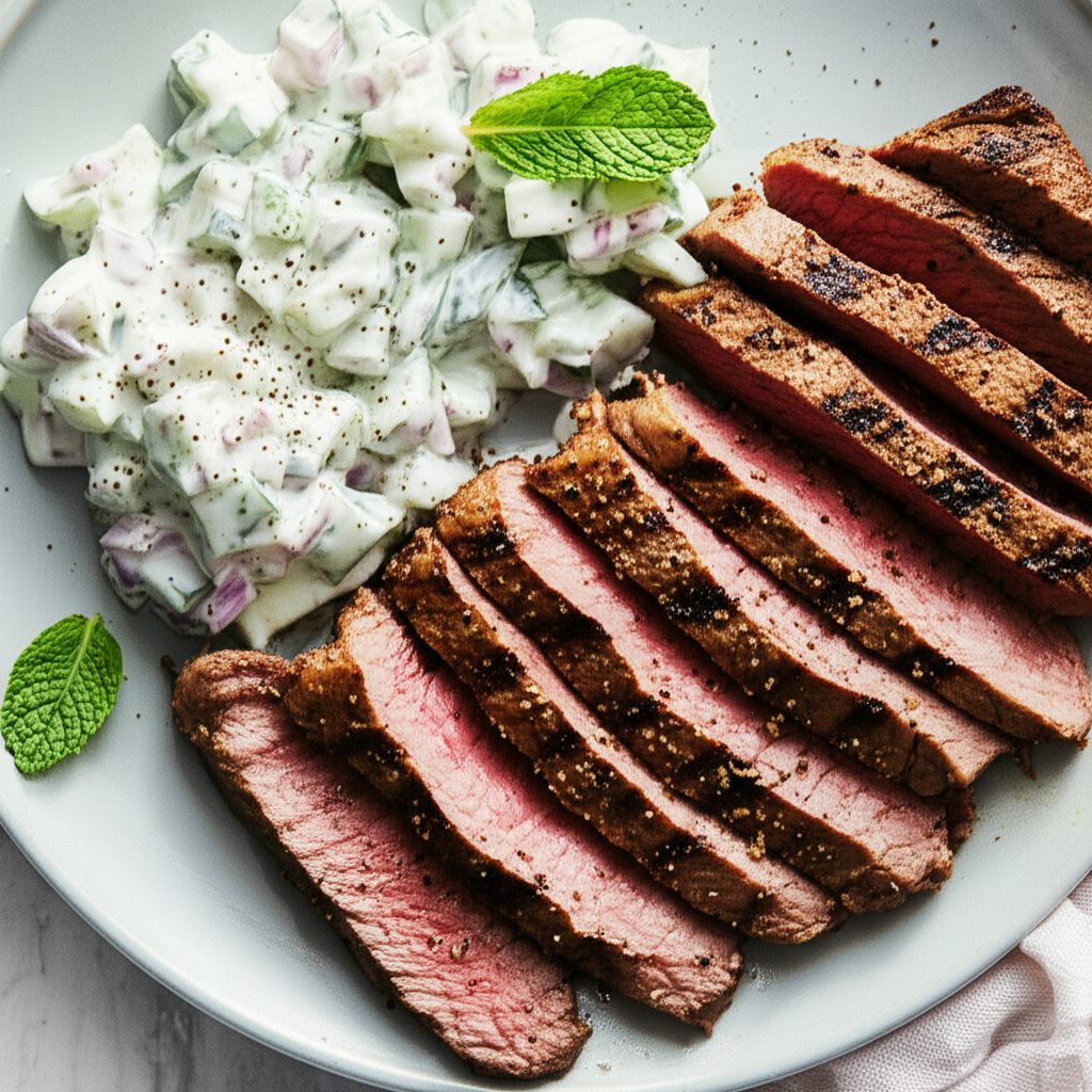 Beef With Cucumber Raita image