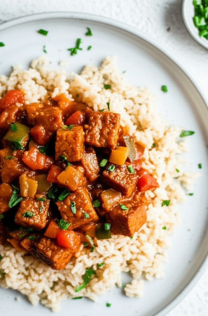 Tempeh Creole Over Brown Rice image
