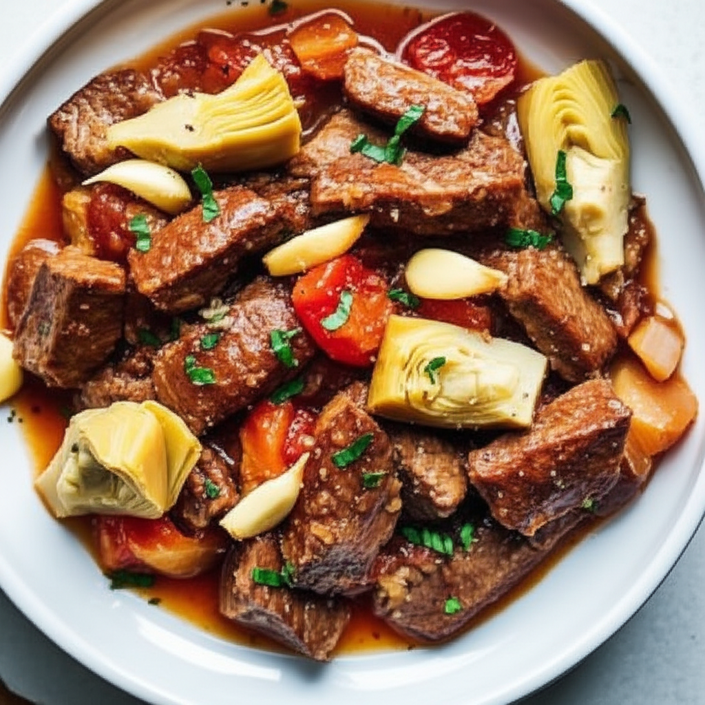 Beef With Tomatoes And Artichokes Easy Elegance In 30 Minutes image