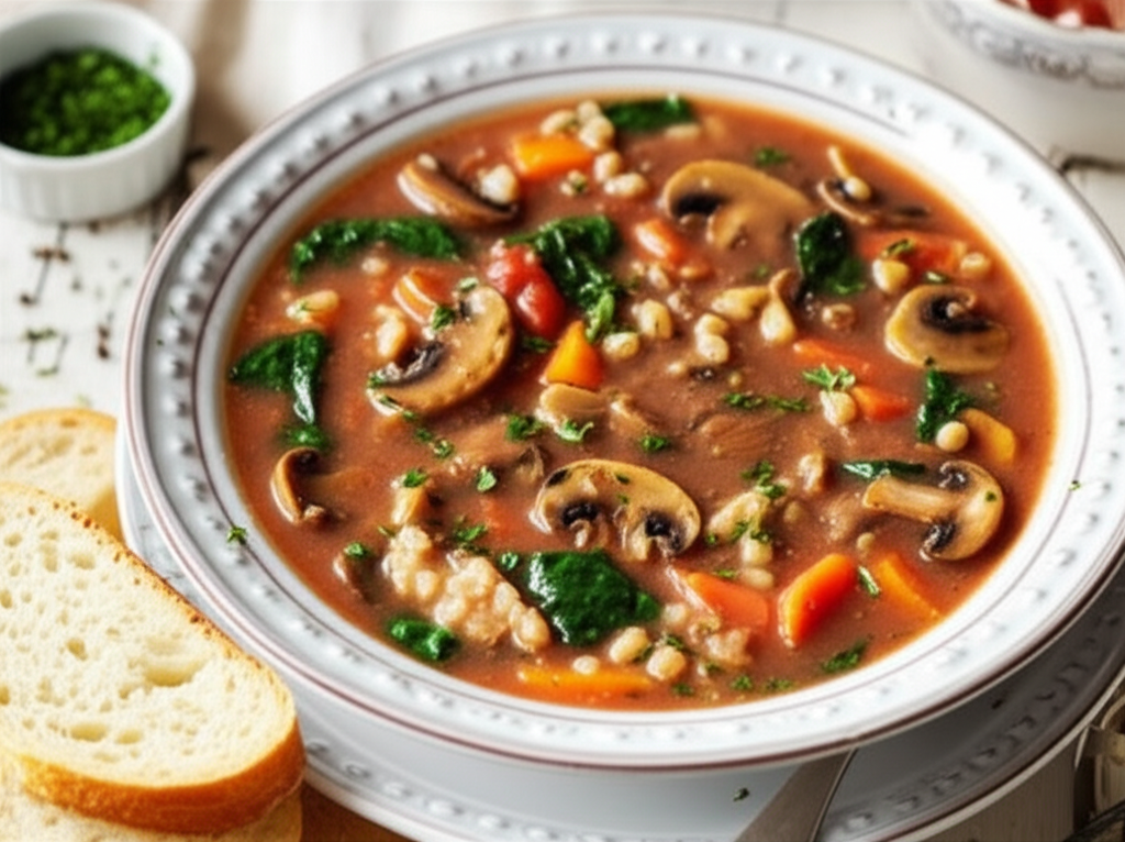 Beef Barley And Mushroom Soup image